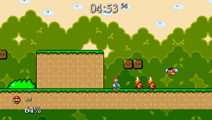 A Flying Goomba (right) in .