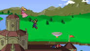 Melee alt.png (26 KB) Peach and Luigi jumping while Mario laying down on Princess Peach's Castle.