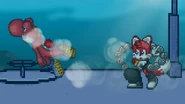 Tails attacking Yoshi due to Team Attack.