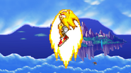 Super Sonic angling the move upwards on Sky Sanctuary Zone.