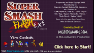 Start up screen from the EXE version of Super Smash Flash.