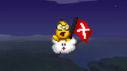 Lakitu raising the flag before leaving the battle.