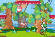 Yoshi standing idle in Yoshi's Story.