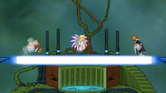 Mithos hitting Lloyd and Ichigo with Yggdrasill Laser.