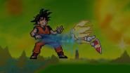 Super Sonic attacking Goku on Planet Namek.