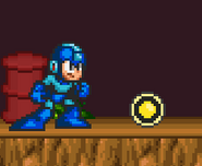 Mega Man next to an Energy Capsule on Castle Wily.