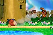 Samus being attacked by Bandana Dee.