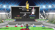 Luigi using Luigi Cyclone at Bomberman, Chibi-Robo, and Pikachu, on Pokémon Colosseum.