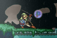 The Smash Ball floating near Link, who has used his up special move.