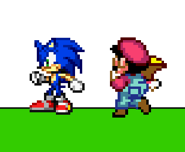 Mario using Cape to reverse Sonic on Test Stage 1.