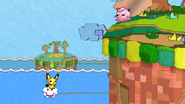 Pichu on Lakitu's cloud; Jigglypuff stand near the ledge.