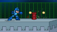 Mega Man using Mega Buster at level 1. Note the lack of a glow.