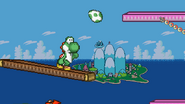 Yoshi using the grounded, right-angled variation of the move on Yoshi's Island.