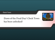 Clock Town's unlock notice.