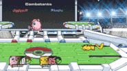 Jigglypuff capturing Pikachu, attacking the ball, grabbing it, throwing it into the air and then using Rest on Pikachu.