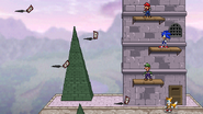 Mario, Luigi, Sonic, and Tails throwing the Explosive Tags on Hyrule Castle.