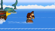 Donkey Kong standing on a barrel.