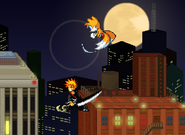 Tails using his down aerial on Ichigo.