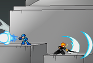 Mega Man and Ichigo using their neutral special moves.