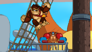 Donkey Kong after using his down aerial next to Franky.
