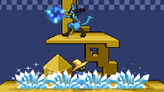Lucario taunting while Black Mage uses his down smash.