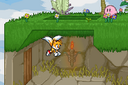 Tails and Kirby on the stage