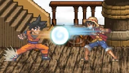 Goku and Luffy clanking each other's neutral attacks on Gangplank Galleon.