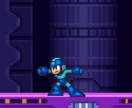 Wily disappearing before attacking Mega Man, who is about to shield.