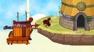 Donkey Kong attacking Black Mage with his back throw on the Pumpkin Landing.