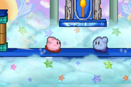 Two Kirbys running towards each other.