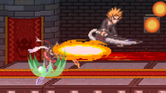 Krillin's Kienzan hitting Ichigo and Lloyd on Bowser's Castle.