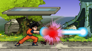 Goku attacking Fox with the Reverse Kamehameha, on Battlefield.