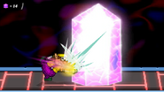 Wario smashing a crystal in level 1.