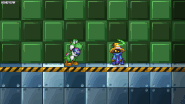 Yoshi throwing the Master Ball at a stunned Black Mage on Bomb Factory.