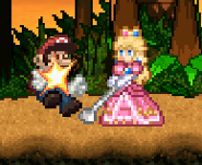 Peach2.png (15 KB) Peach uses her forward smash to attack Mario on Jungle Hijinx.
