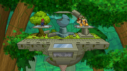 , a stage in  with one hard platform and three soft platforms.