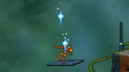 The spears of Holy Lance attacking Samus.