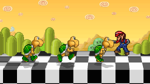 Mario getting hurt by Green Koopa Troopas.