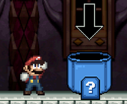 Mario adjusting his cap near the cannon that leads to the boss.