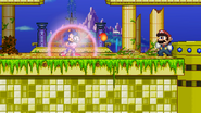 Sonic reflecting Mario's Fireball in an earlier version.