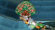 Yoshi attacking a Metroid and Tails on Krazoa Palace.