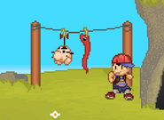 Ness next to Mr. Saturn and Rope Snake.