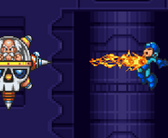 Wily hitting Mega Man with the Lightning Bolt.