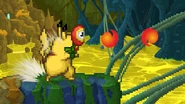 Pikachu using a Fire Flower on Planet SR388.