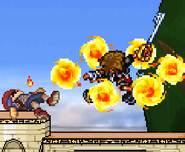 Sora hitting Ness with Fire on Temple.