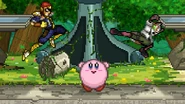 Battlefield 1.jpg (104 KB) Kirby taunting while Captain Falcon and Fox perform a forward aerial and a back aerial respectively on Battlefield.