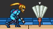 The Fan next to Zero Suit Samus on WarioWare, Inc..