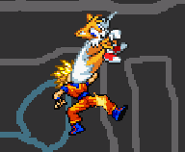 Tails8.png (6 KB) Tails hitting Super Saiyan Goku with his down aerial on WarioWare, Inc..
