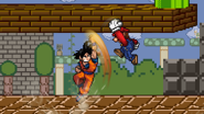 Goku using his up smash while Mario using Super Jump Punch on Mushroom Kingdom.