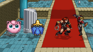 Marth, Link. Black Mage, and Jigglypuff taunting.